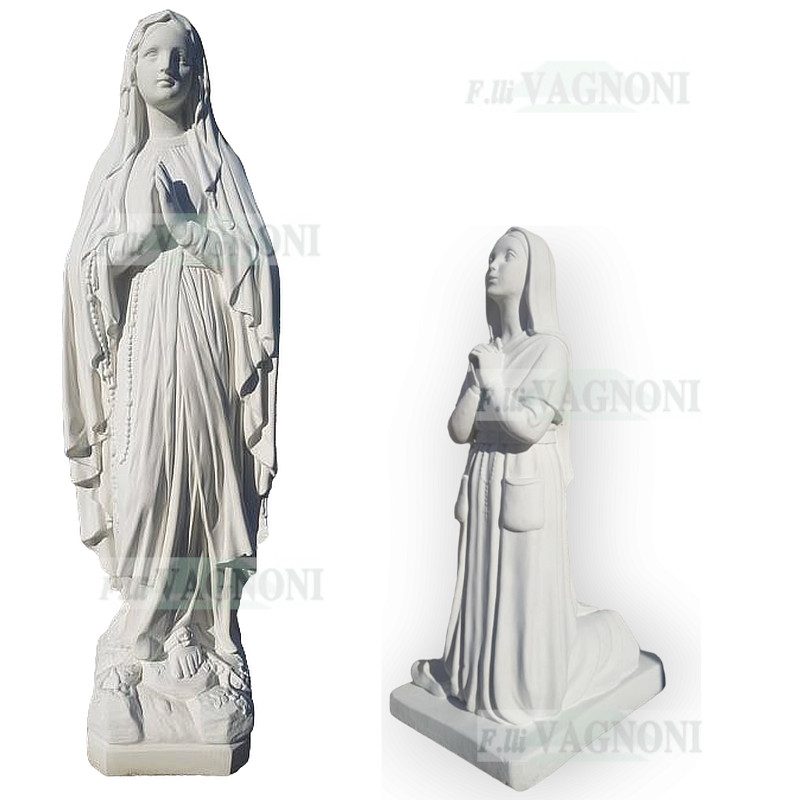 STATUA MADONNA DI LOURDES IN CEMENTO CM.130+BERNARDETTE CM. 90